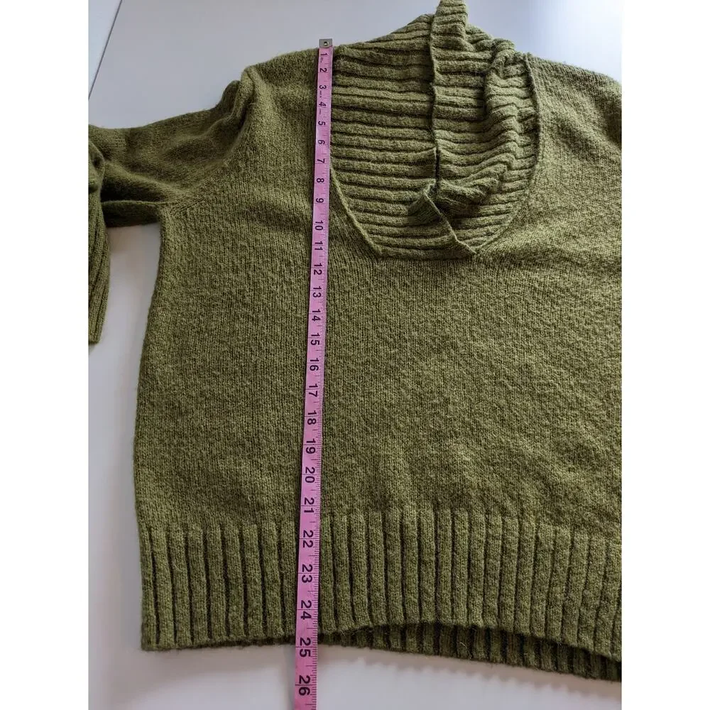 J Crew Factory Sweater Shawl Mohair Wool Fuzzy Fall Winter Preppy Green Size XL